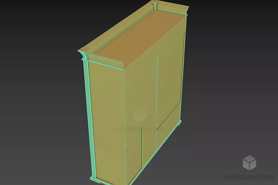 Side Wardrobe With Dual Mirrors 3d model 2