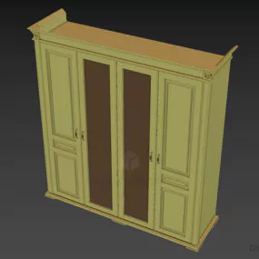 Side Wardrobe With Dual Mirrors 3d model