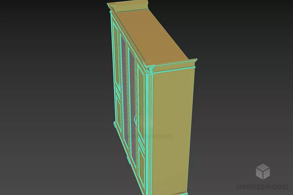 Side Wardrobe With Dual Mirrors 3d model 3