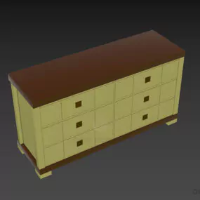 Antique Walnut Wooden Locker Furniture 3d model