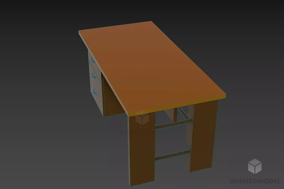Office Table Desk For Work 3d model 2