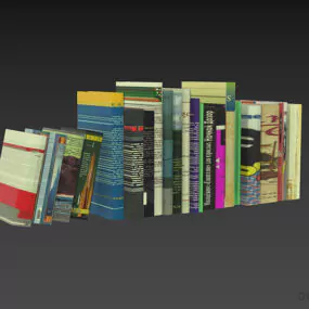 Library Books Stack With Lables 3d model