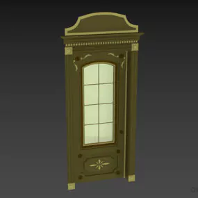 Antique Door Carved Frame, Retro Door 3d model