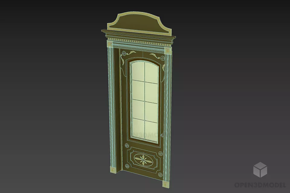 Antique Door Carved Frame, Retro Door 3d model 3