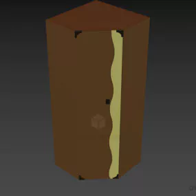 Corner Wardrobe Walnut Material 3d model