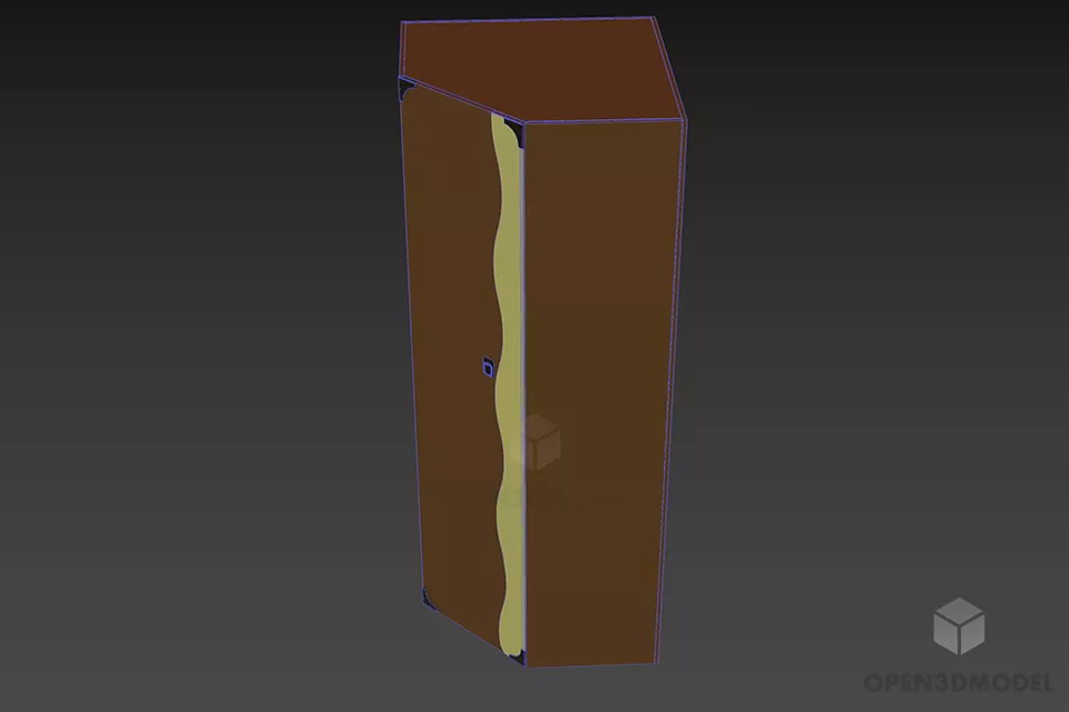 Corner Wardrobe Walnut Material 3d model 3
