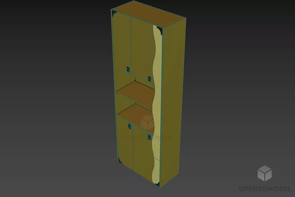 Side Tall Locker With Self 3d model 2