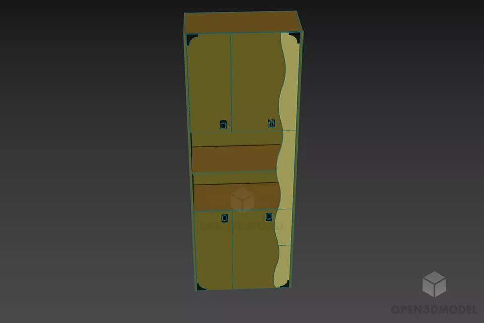 Side Tall Locker With Self 3d model 3