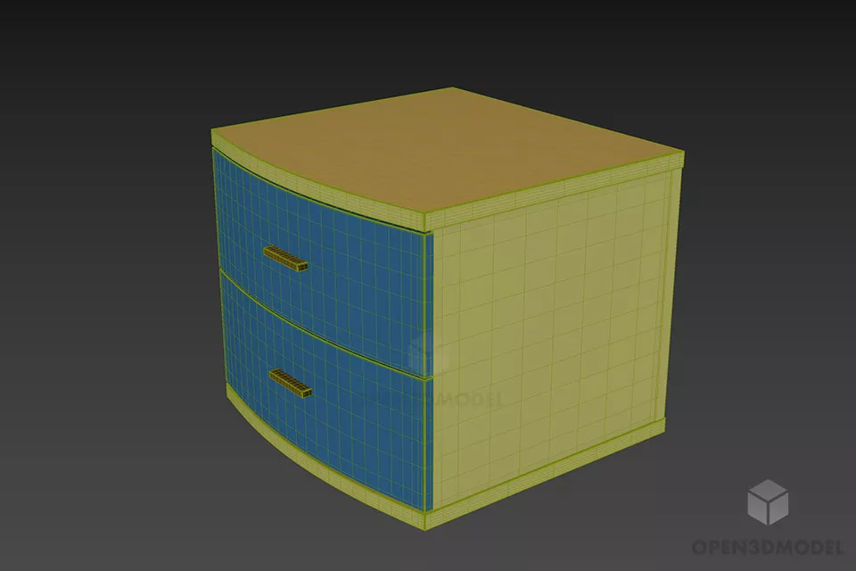 Bedside Table With Curved Front 3d model 2