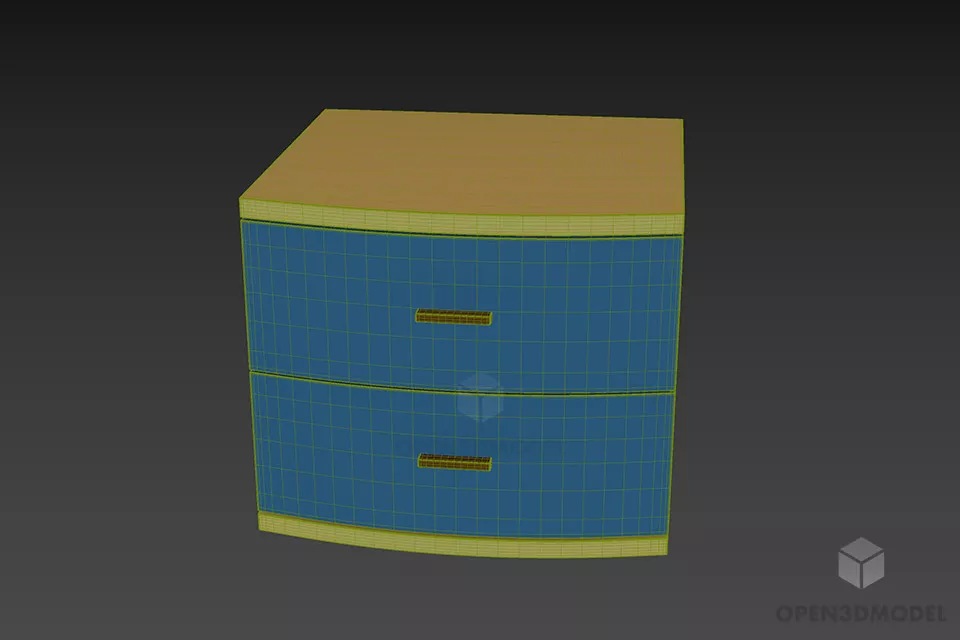Bedside Table With Curved Front 3d model 3