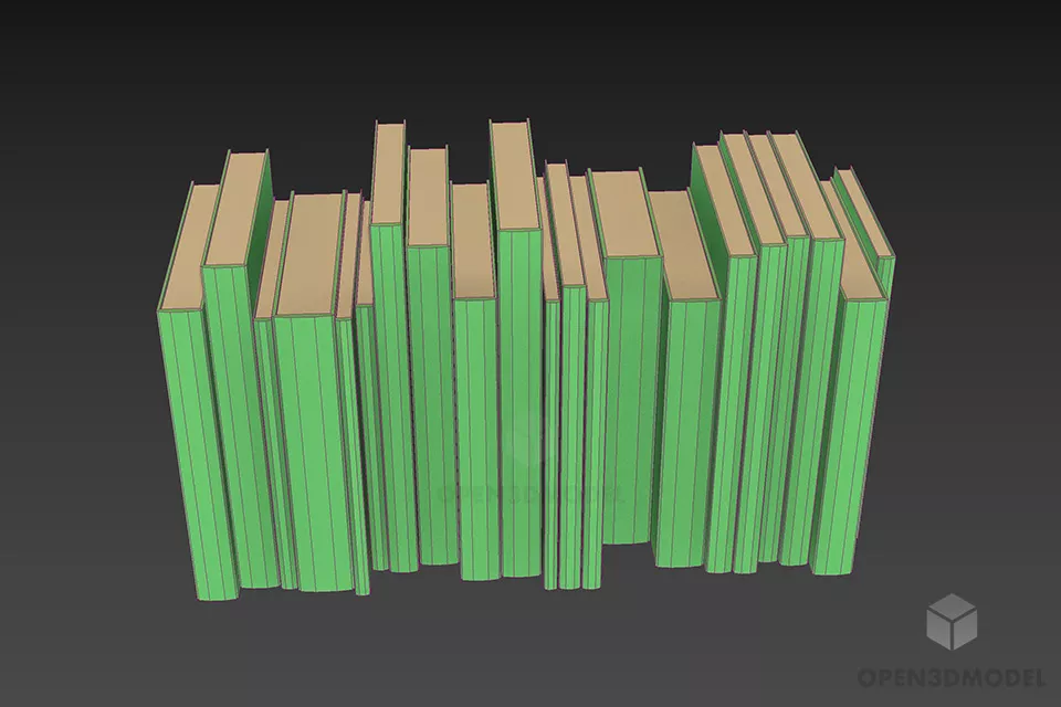 Books Stack Various Sizes 3d model 3