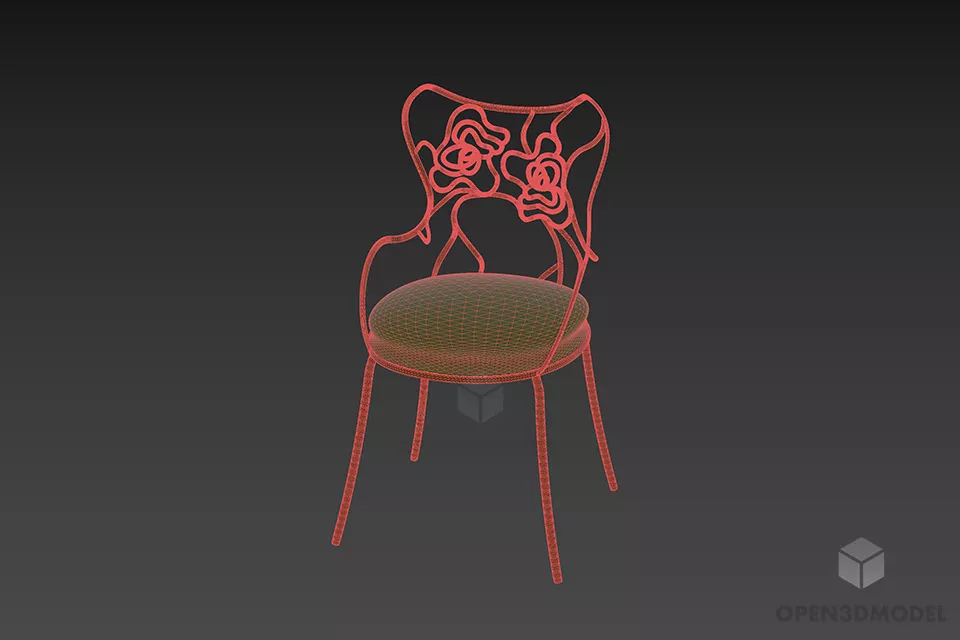 Outdoor Armchair Iron With White Painted 3d model 3