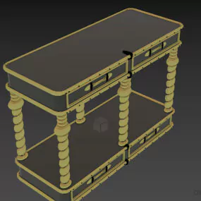 Retro Dressing Table With Thin Drawers 3d model