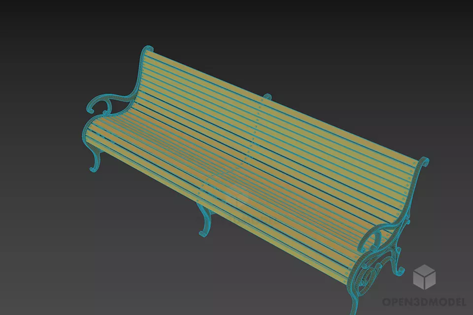 Park Waiting Bench Antique Style 3d model 2