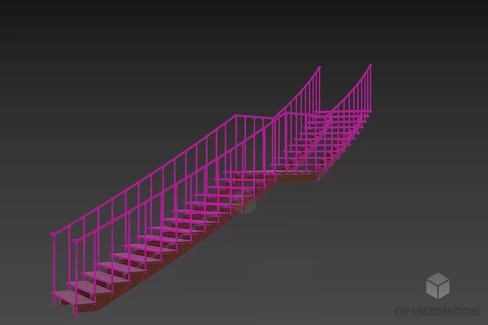 Glass Staircase 3d model 2