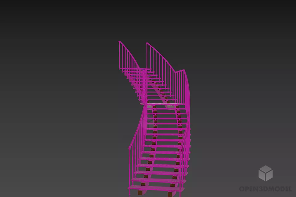 Glass Staircase 3d model 3
