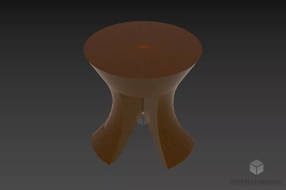 Round Table Solid Wood 3d model 2