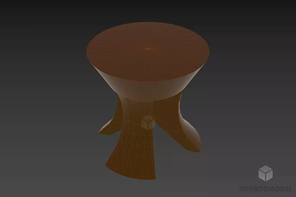 Round Table Solid Wood 3d model 3