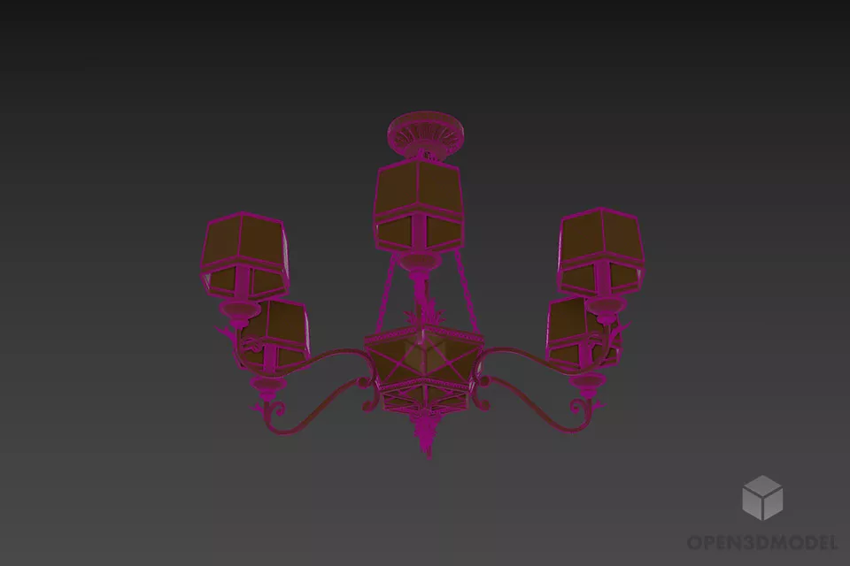 Pendant Lamp Retro Lamp Shade 3d model 2