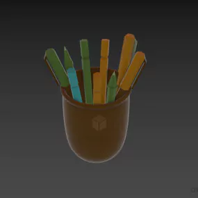 Pens In Pot Holder 3d model