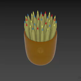 Pencils In Pot Holder 3d model