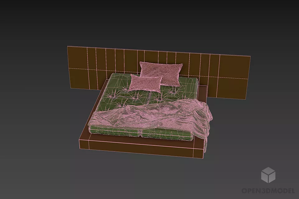 Double Bed Paysage 3d model 3