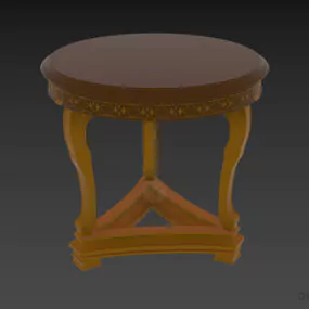 Antique Wood Table Round Shape 3d model