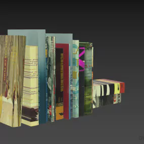 Book Stack Various Sizes With Novel Labels 3d model