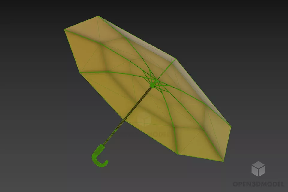 Fashion Umbrella Yellow 3d model 2