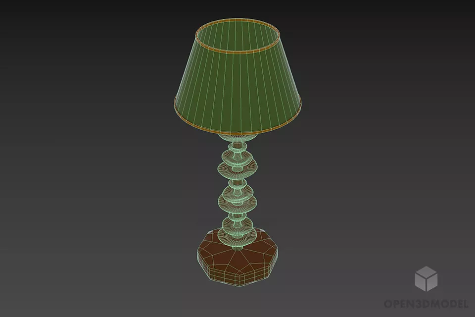 Antique Brass Base Table Lamp 3d model 2
