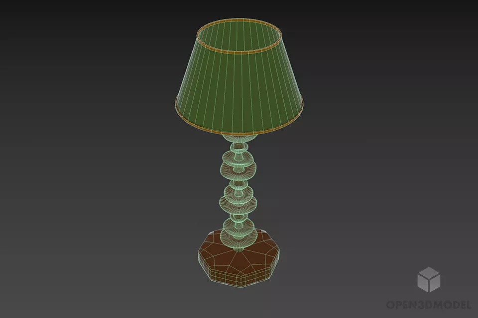 Antique Brass Base Table Lamp 3d model 3