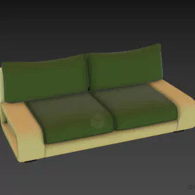 Smooth Upholstery Sofa Armless Two Seats 3d model
