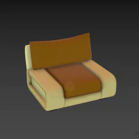 Smooth Edge Single Chair Armless Two Seats 3d model