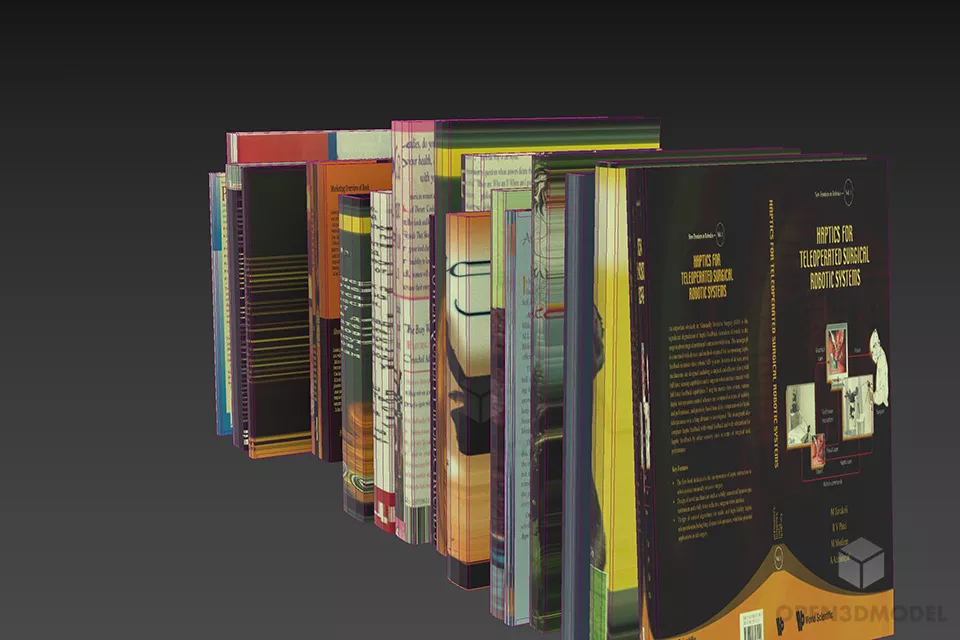 Various Books Stack With Labels 3d model 2