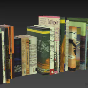 Various Books Stack With Labels 3d model