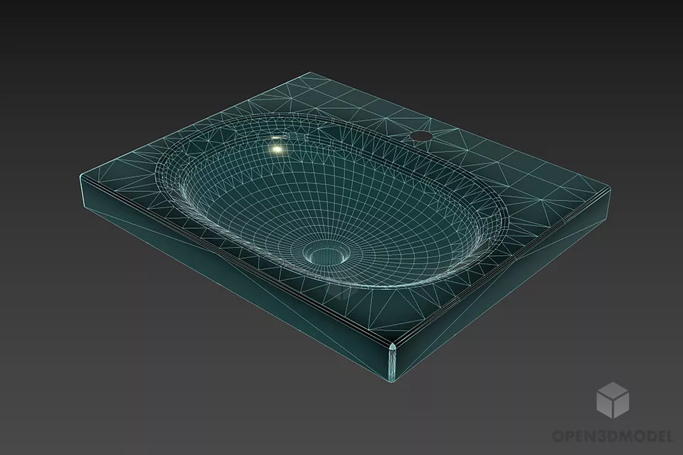 Simple Ceramic Sink 3d model 2
