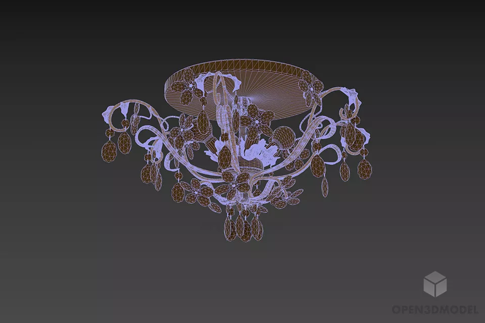 Pendant Lamp Emme Glass Chandelier 3d model 2
