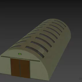 Steel Hangar Building Curved Roof 3d model