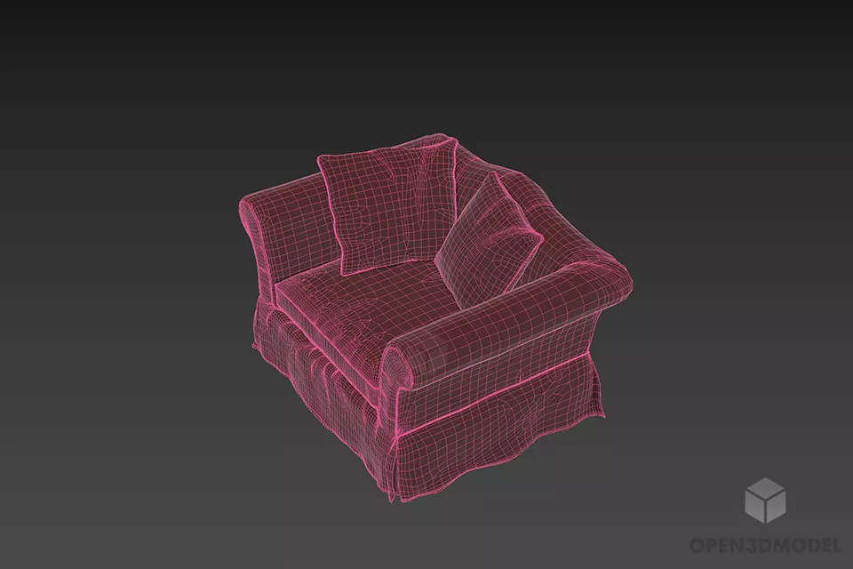 Armchair Charleston Slipcovered 3d model 2