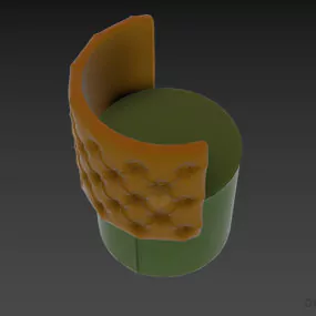 Cylinder Armchair Tufted Back Curved Shape 3d model