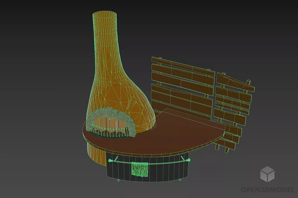Fireplace Modern With Bar Table 3d model 3
