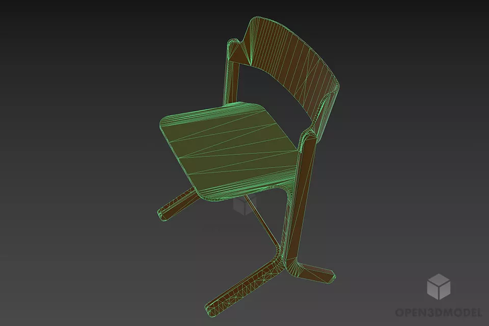 Folding Chair Wood Stuff 3d model 2