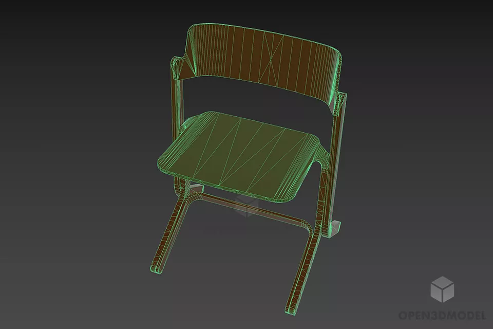 Folding Chair Wood Stuff 3d model 3