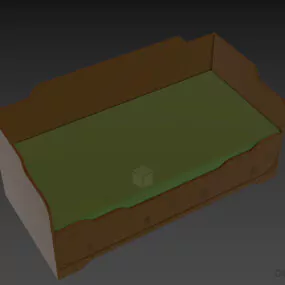 Simple Walnut Bed With Drawers Under 3d model
