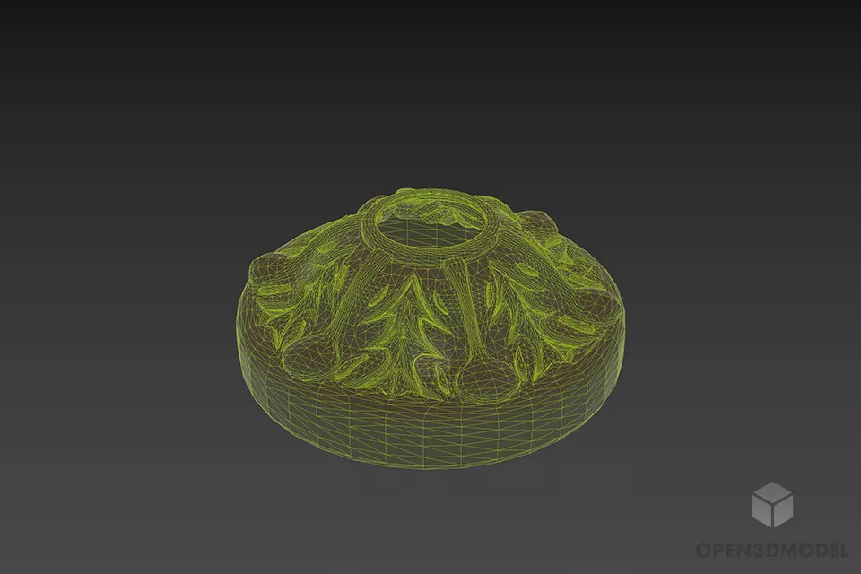 Carved Base For Round Column 3d model 2