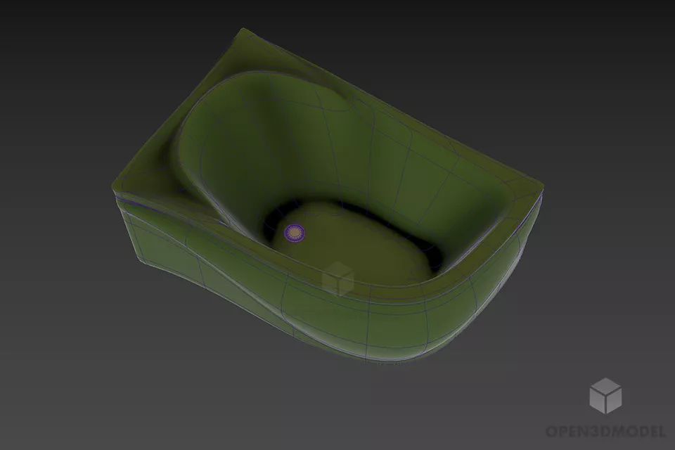 Ceramic Corner Bathtub Triton 3d model 2