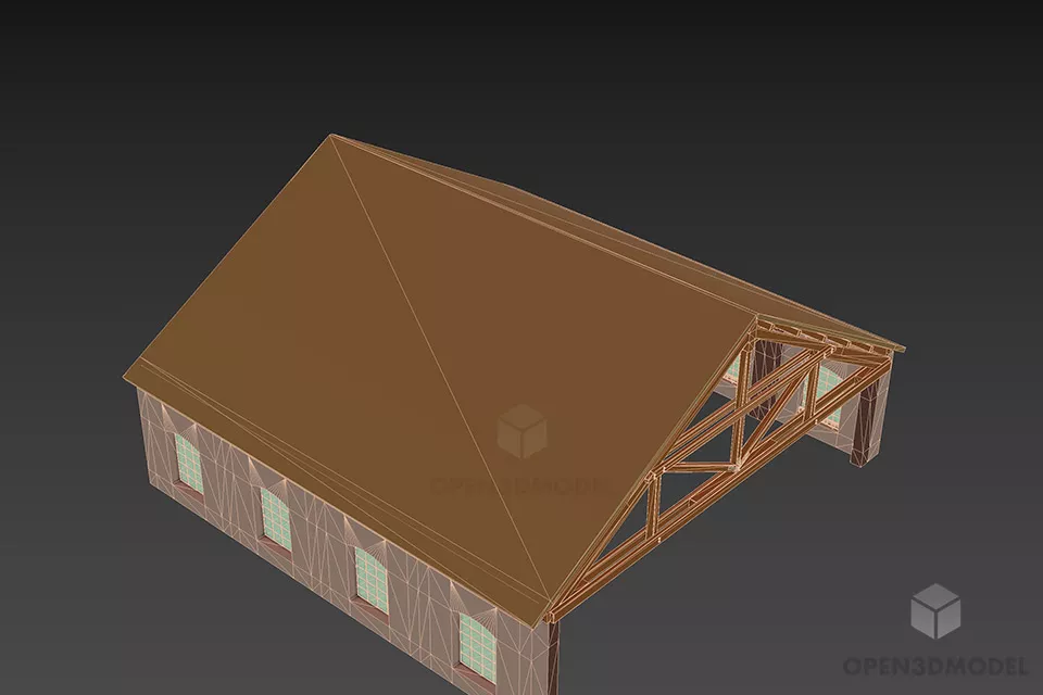 Clay Roof Sport Building 3d model 2