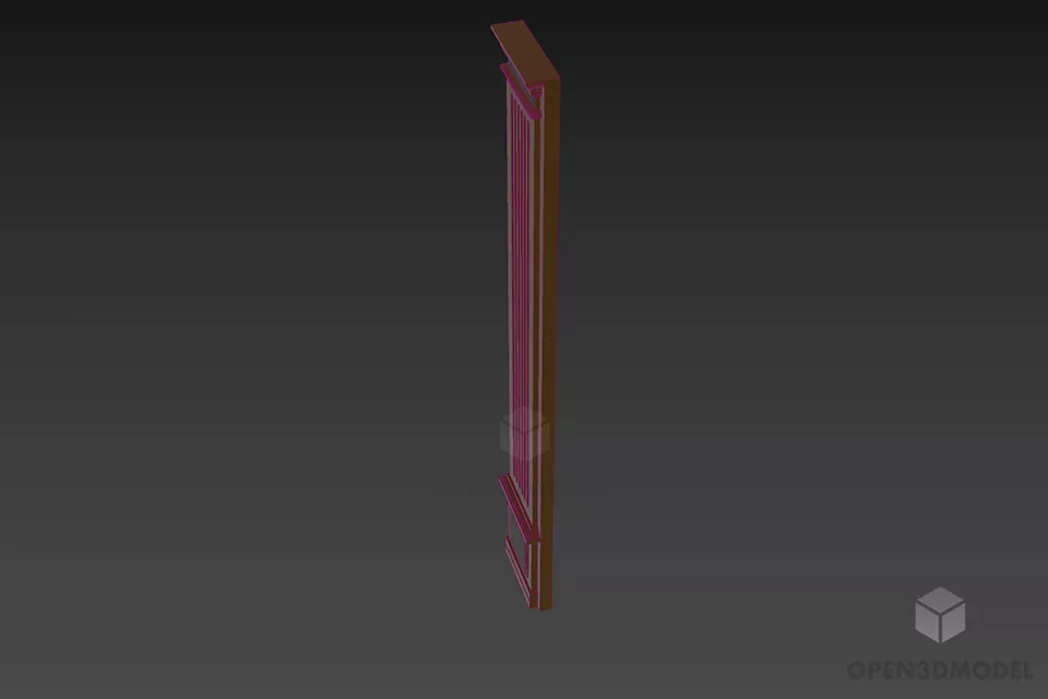 Flat Column Decoration With Vertical Carved 3d model 2