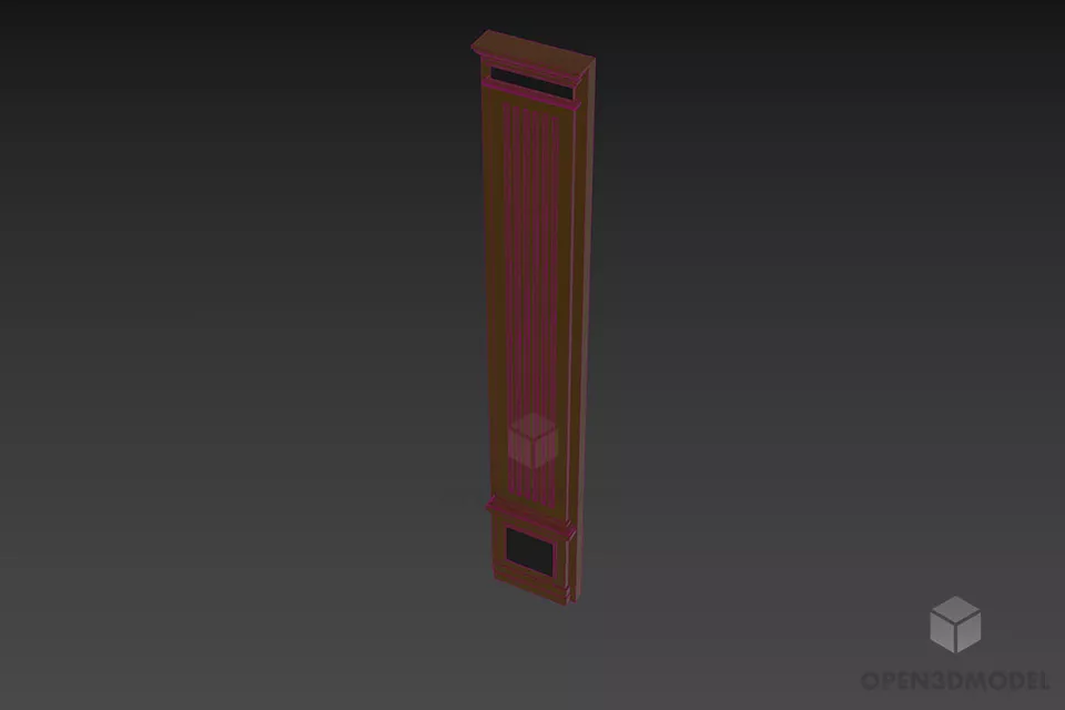 Flat Column Decoration With Vertical Carved 3d model 3