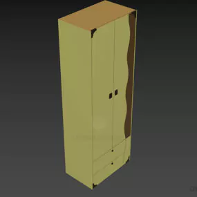 Kidroom Wardrobe With Curved Decorative Door 3d model